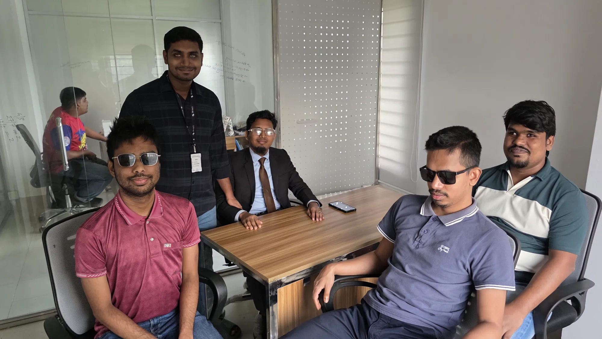 Visually impaired users with the Drishti team at the Drishti office